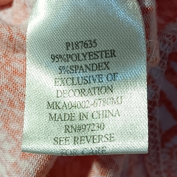 Absolutely Famous Women's Cold Shoulder Short Sleeve Top, Large, Orange & White - Picture 6 of 8